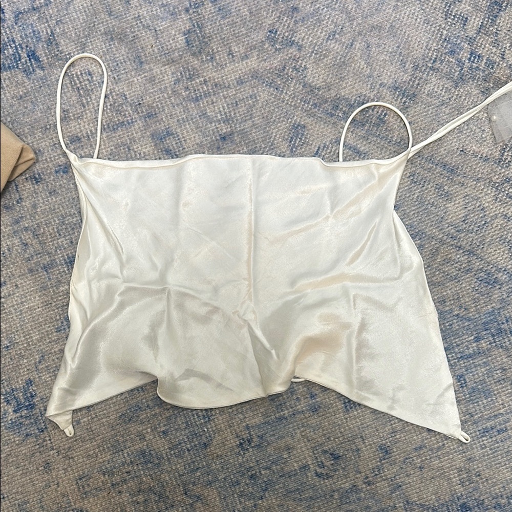 Elegant White Satin Cami Top